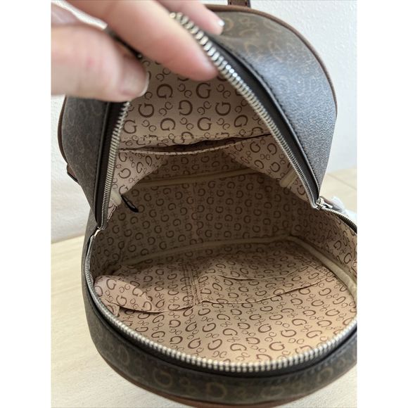 GUESS SV792630 Rodney Backpack Adjustable Purse Natural Brown Logo Signature - Picture 8 of 14